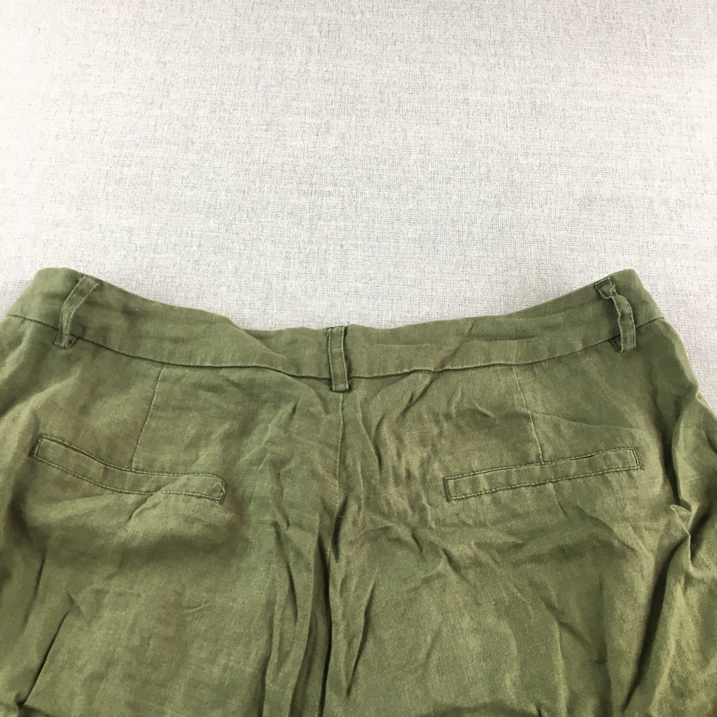 French Connection Womens Linen Shorts Size 12 Green Pockets