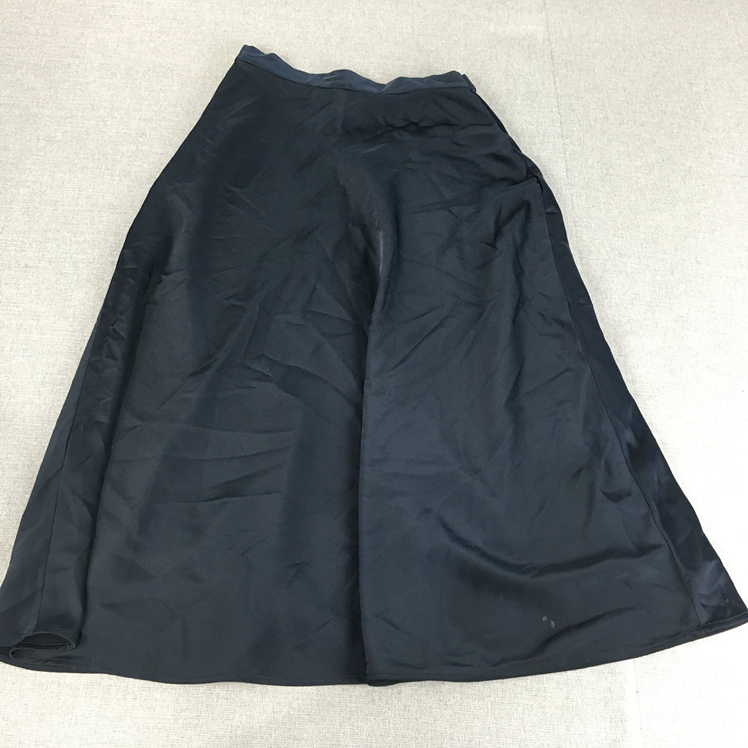 H&M Womens A-Line Skirt Size 6 Navy Blue Elastic Waist