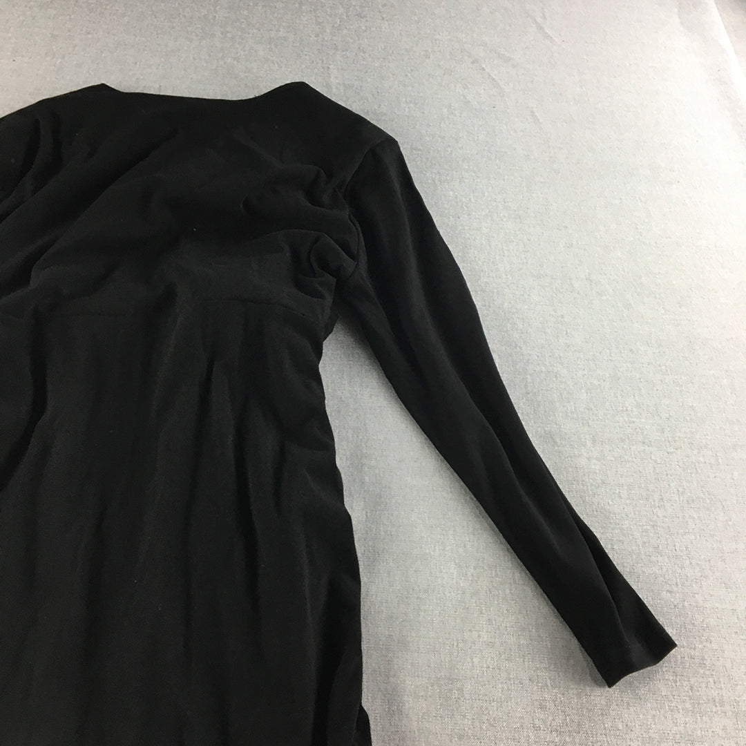 Lorraine Womens Dress Size 14 Black Long Sleeve Midi