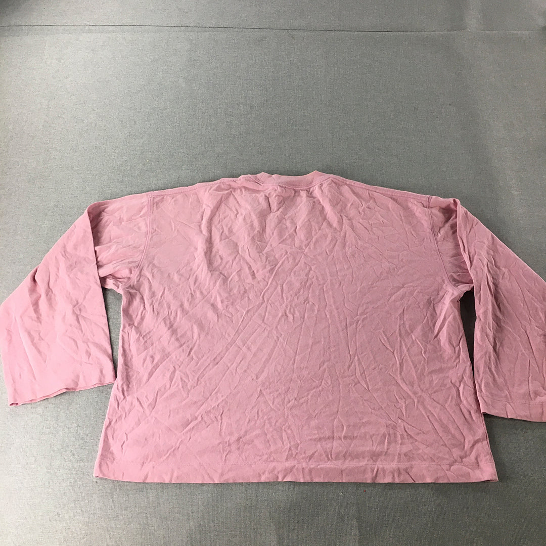 Uniqlo Womens Top Size M Pink Oversized Crew Neck Pullover Shirt