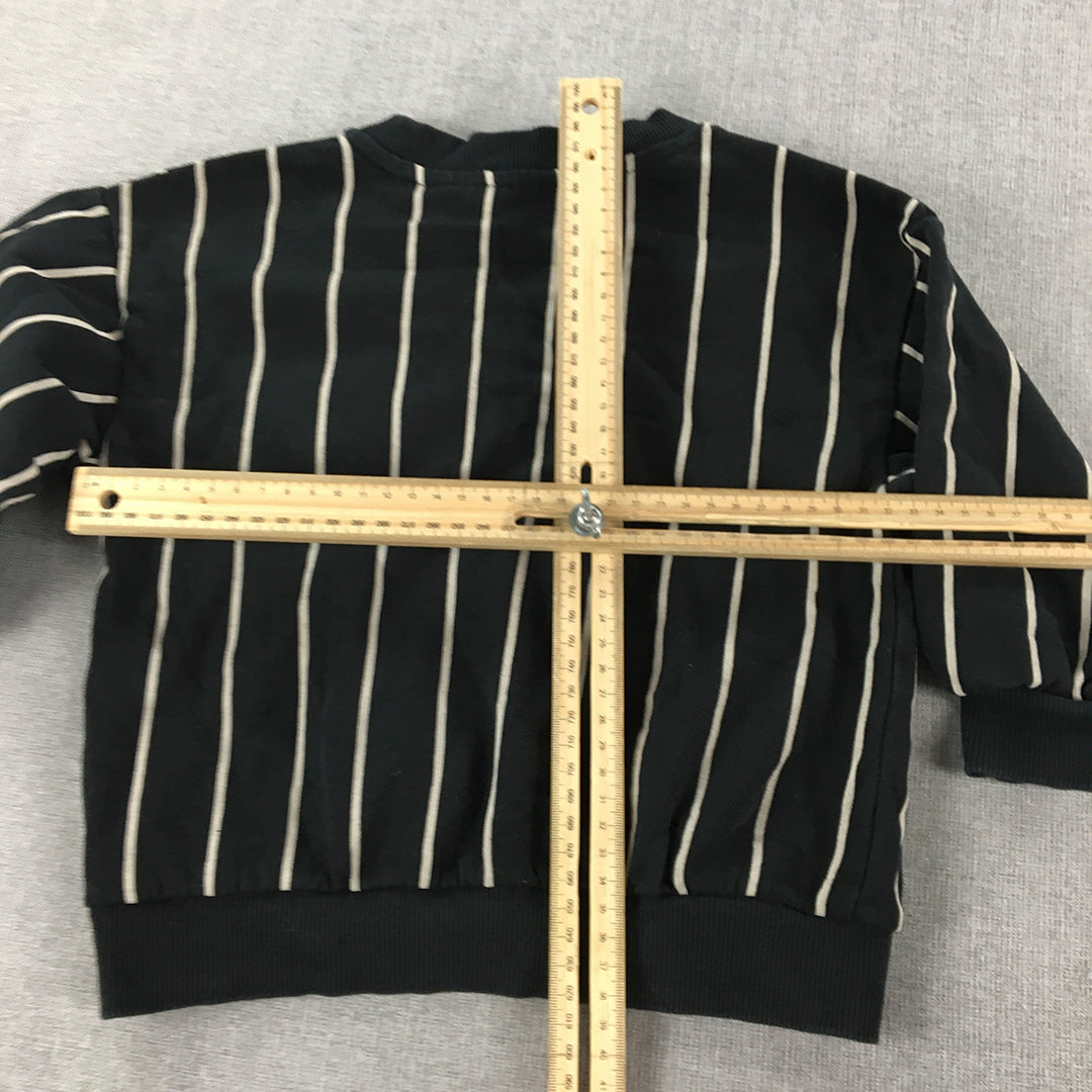 H&M Kids Boys Sweater Size 3 Years Toddler Black Striped LA Embroidered Jumper