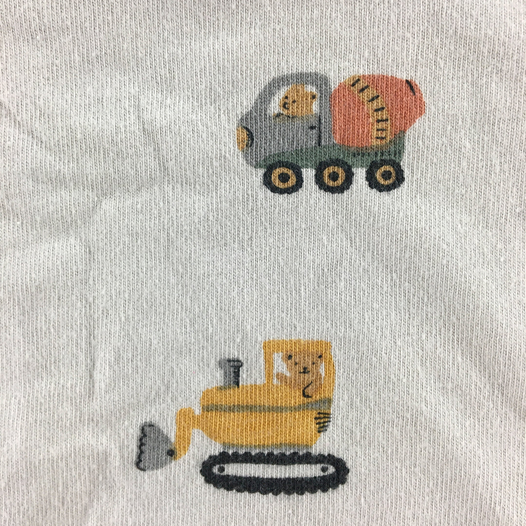 H&M Kids Boys Top Size 3 White Tractor Excavator Pattern Pullover Shirt