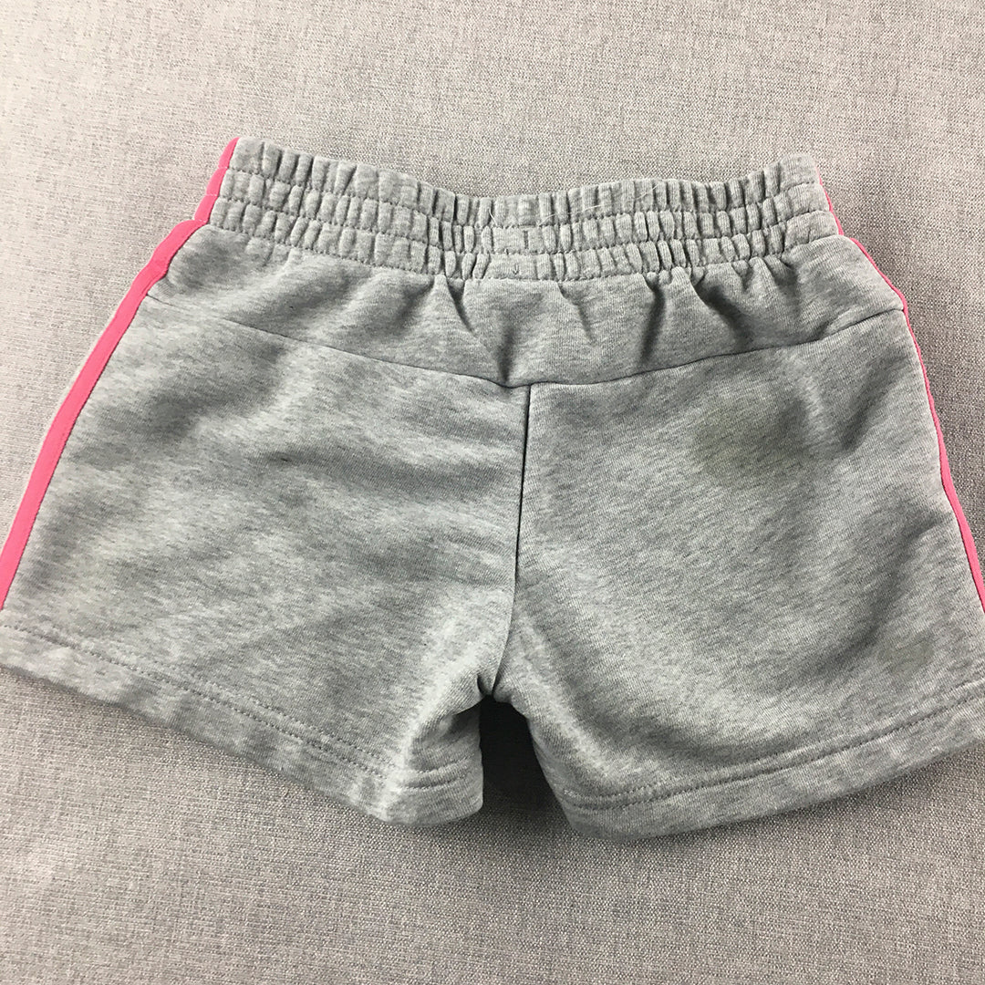 Adidas Kids Girls Shorts Size 9 - 10 Years Grey Pink Drawstring