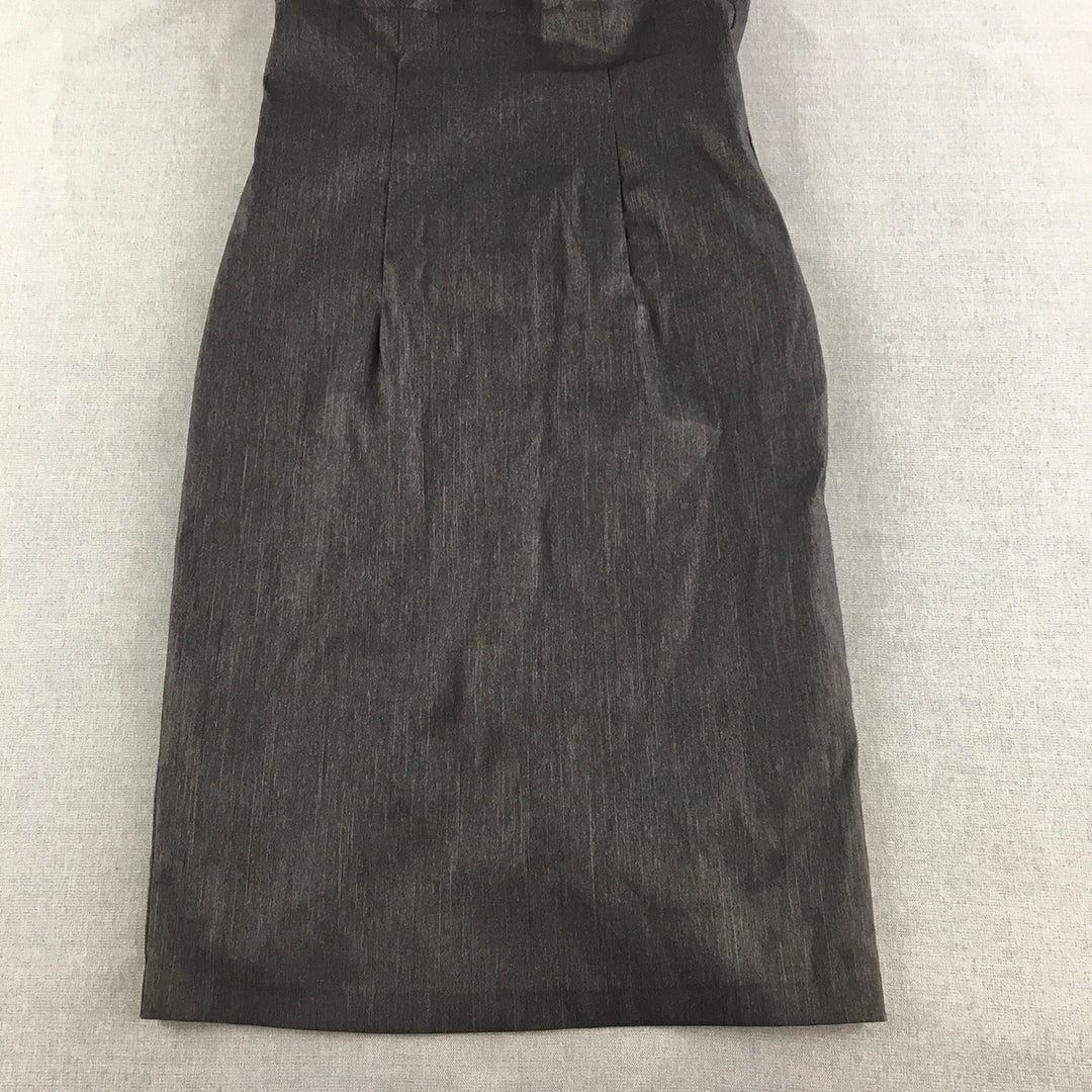 Rockmans Design For Evening Womens Pencil Dress Size 10 Black Midi Sleeveless