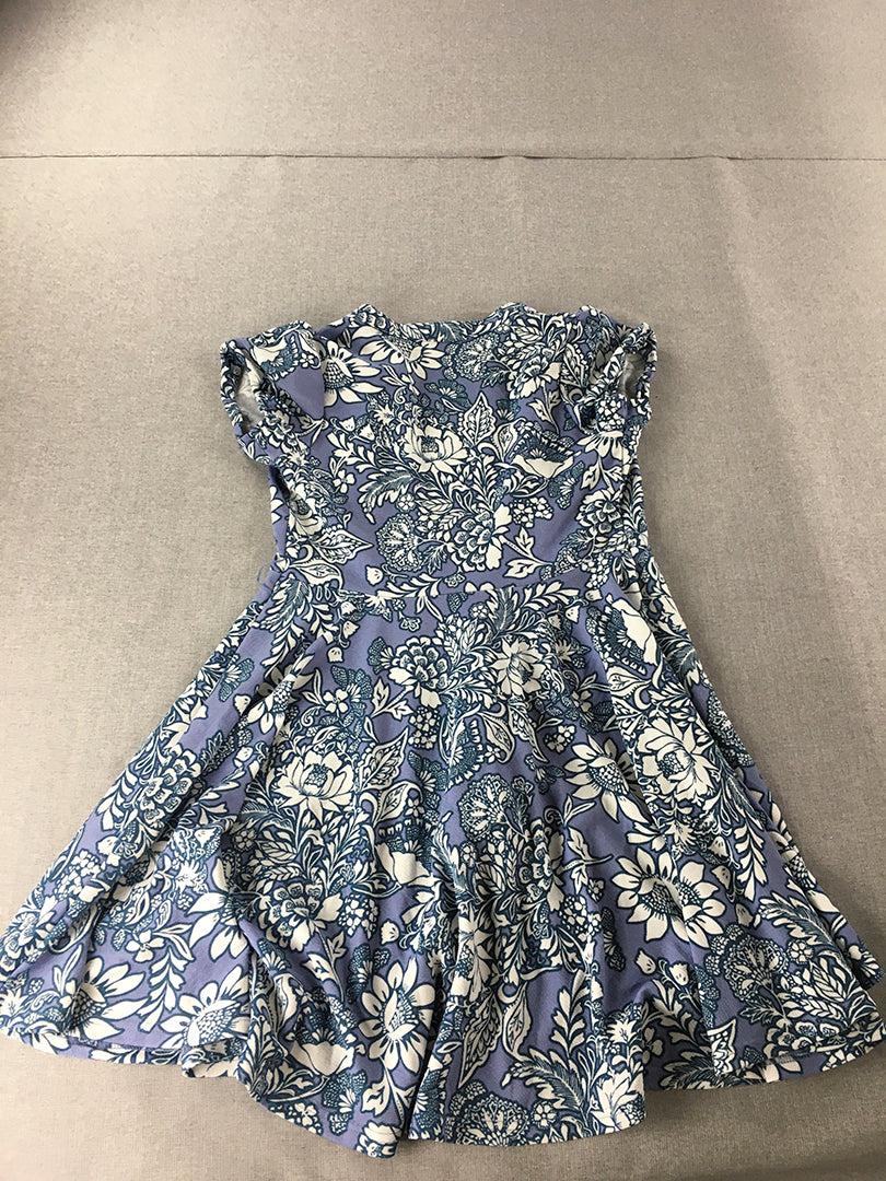 Valleygirl Womens Mini Dress Size 10 Purple Fit & Flare Floral Short Sleeve