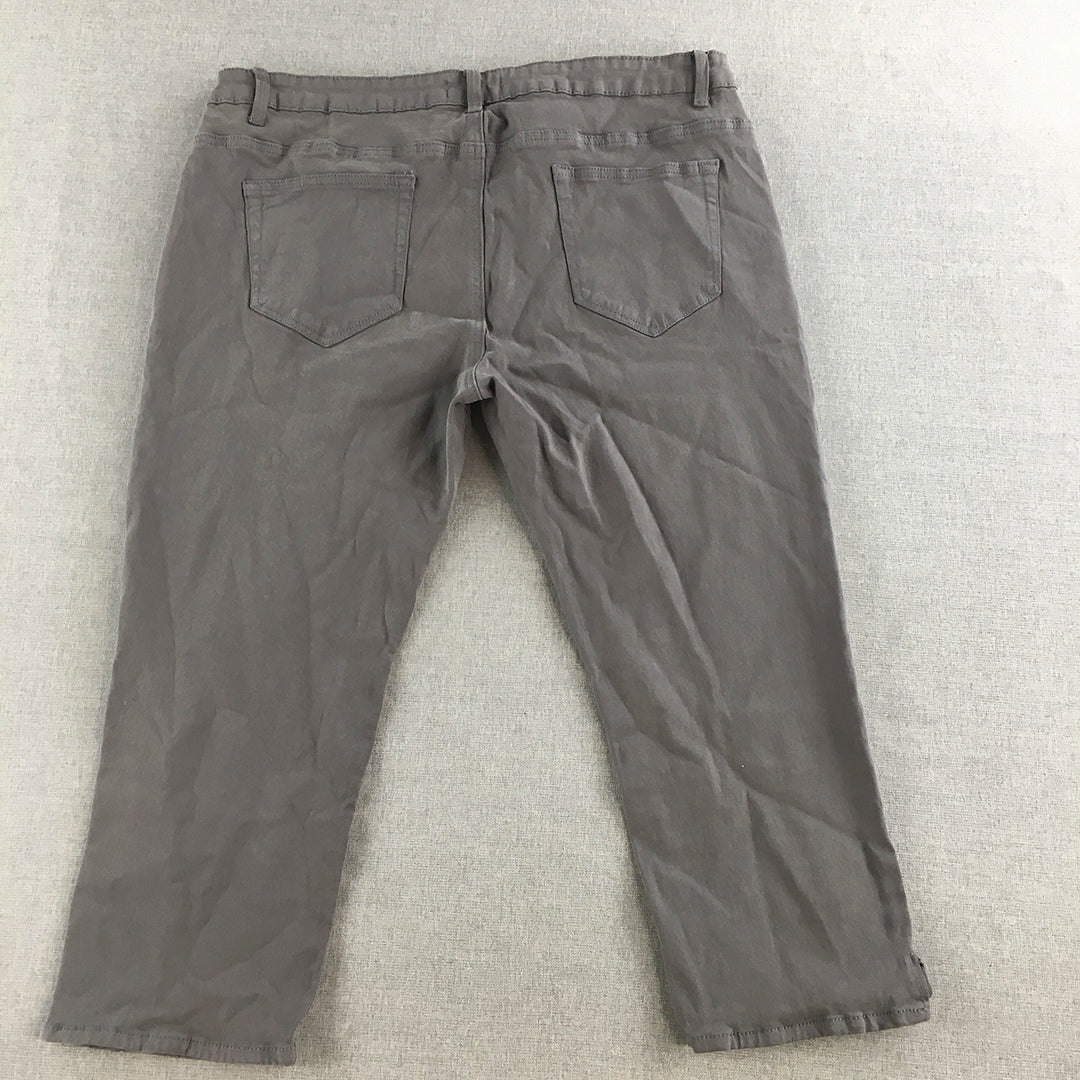 Bird Keepers Womens Capri Pants Size 16 Grey 3/4 Length Pockets