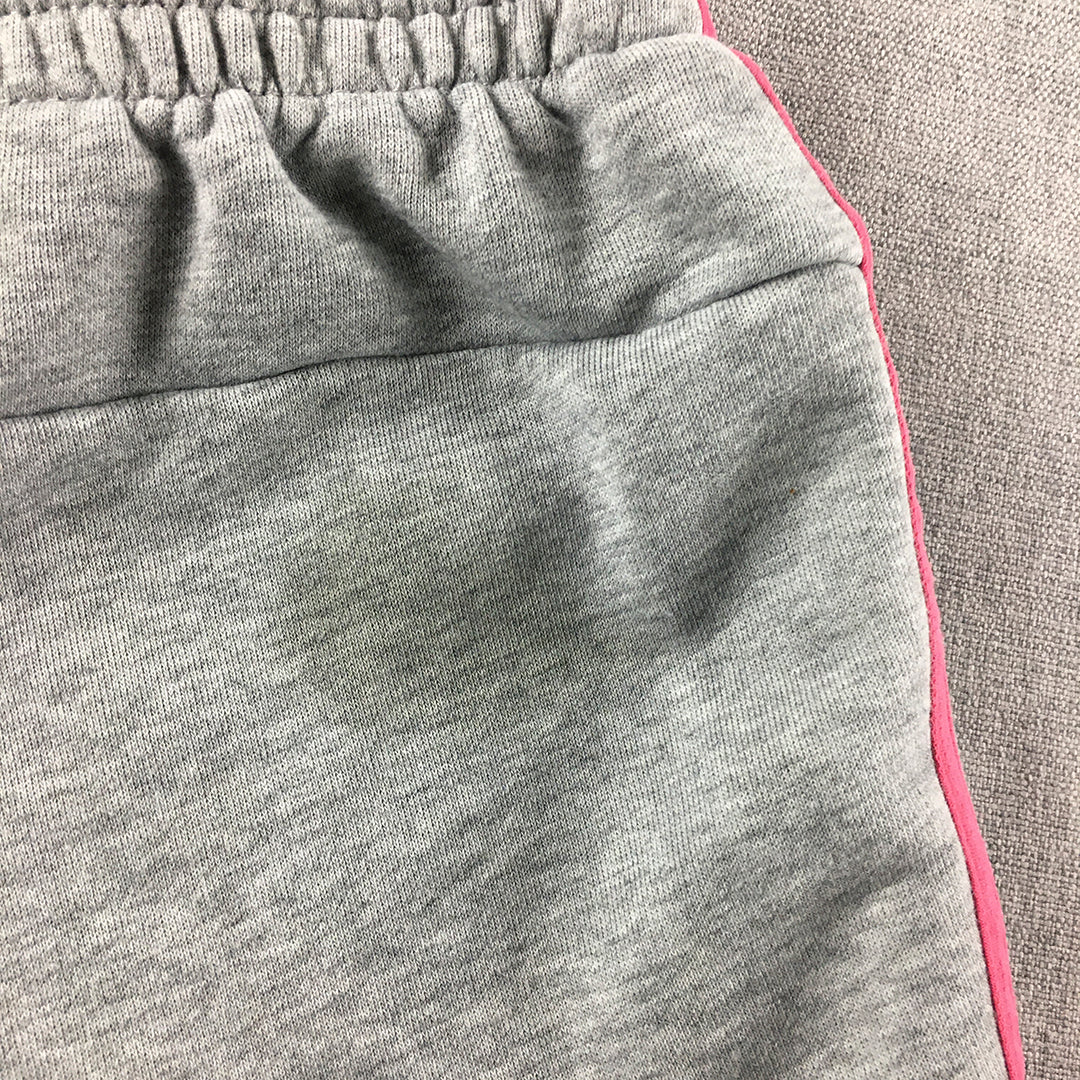 Adidas Kids Girls Shorts Size 9 - 10 Years Grey Pink Drawstring