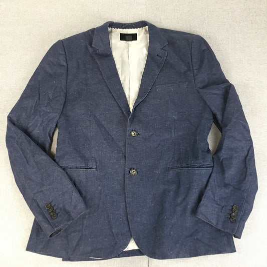 H&M Mens Blazer Jacket Size S (44R) Blue Button Up Collared Coat