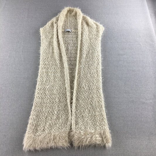 Myth Conception Womens Wool Cardigan Size S Cream Beige Sleeveless Knit Long