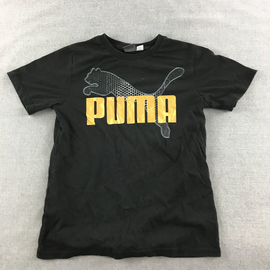 Puma Kids Boys T-Shirt Youth Size M (10 - 12 Years) Black Logo Top