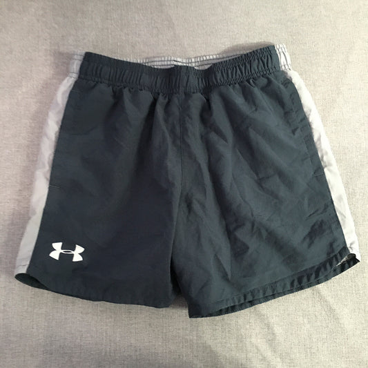 Under Armour Kids Boys Shorts Youth Size M Grey Logo Pockets Athletic