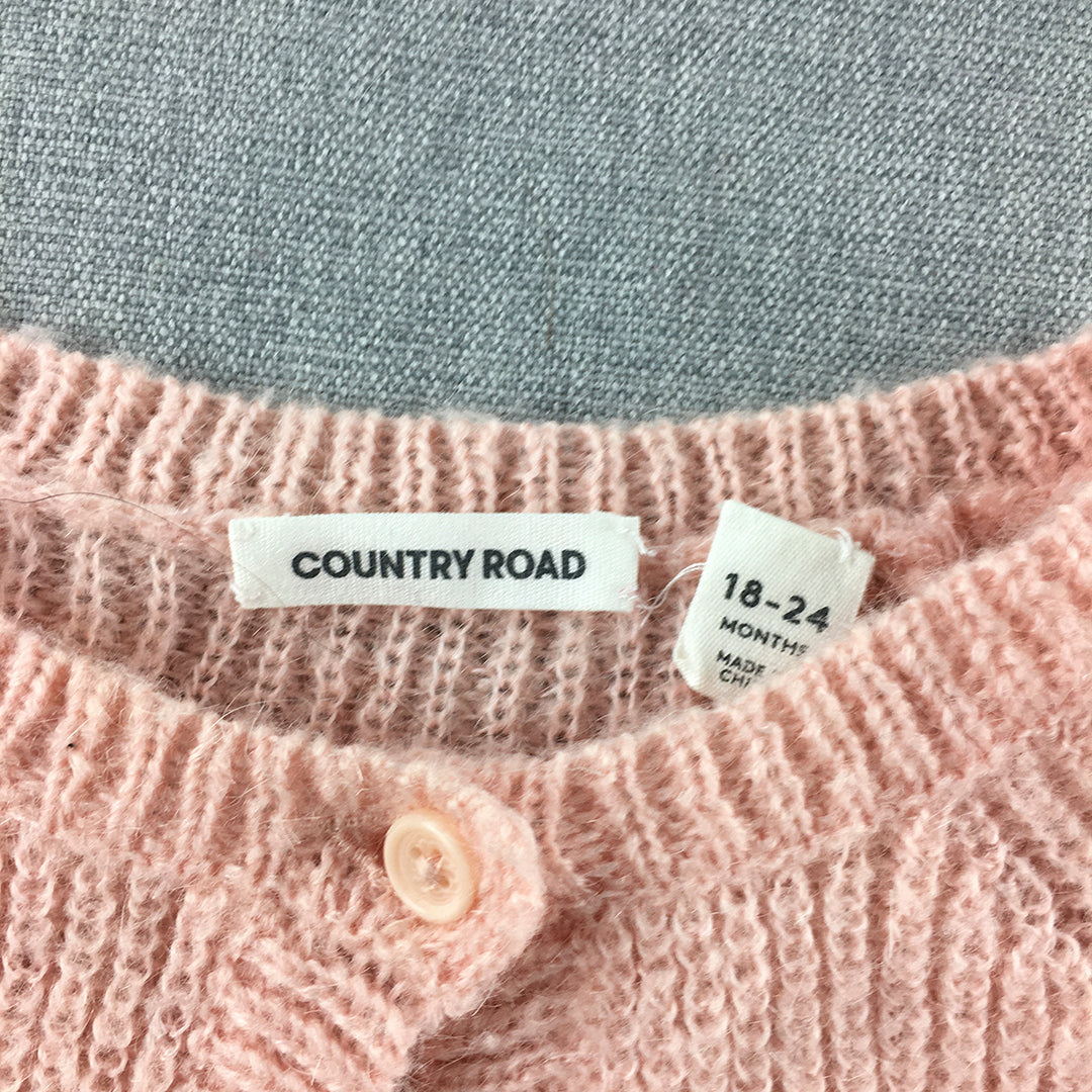 Country Road Baby Toddler Mohair Cardigan Size 12 - 18 Months Pink Girls