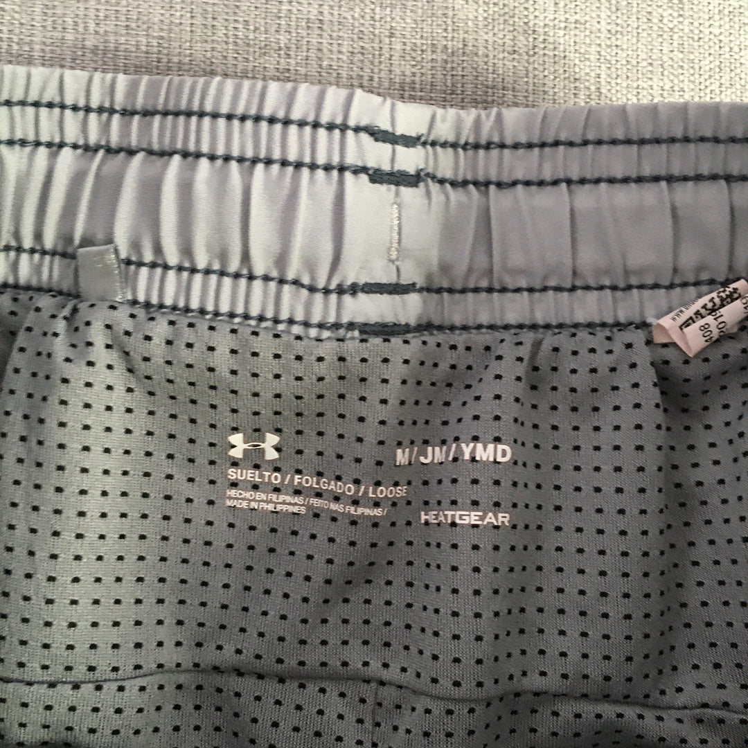 Under Armour Kids Boys Shorts Youth Size M Grey Logo Pockets Athletic