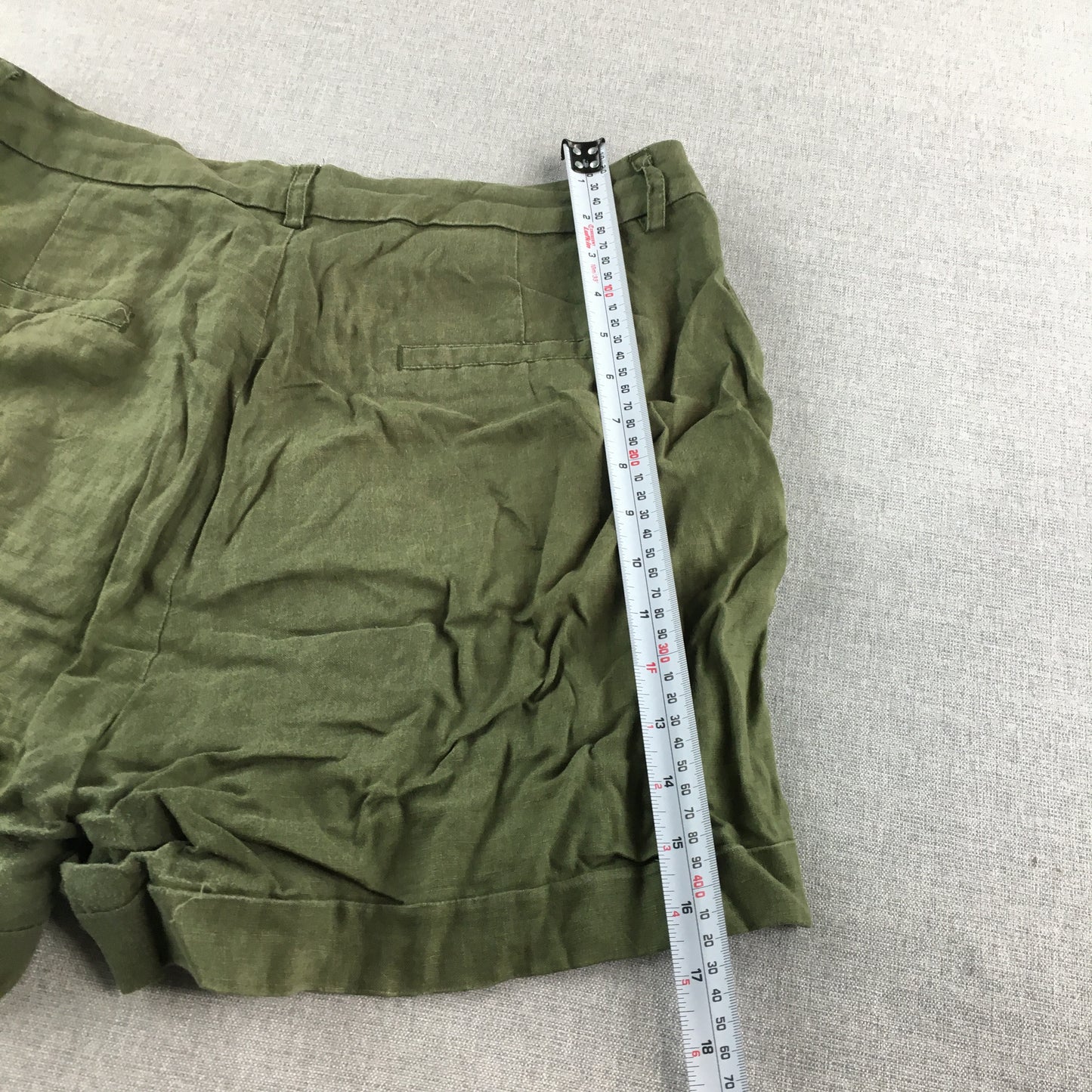 French Connection Womens Linen Shorts Size 12 Green Pockets