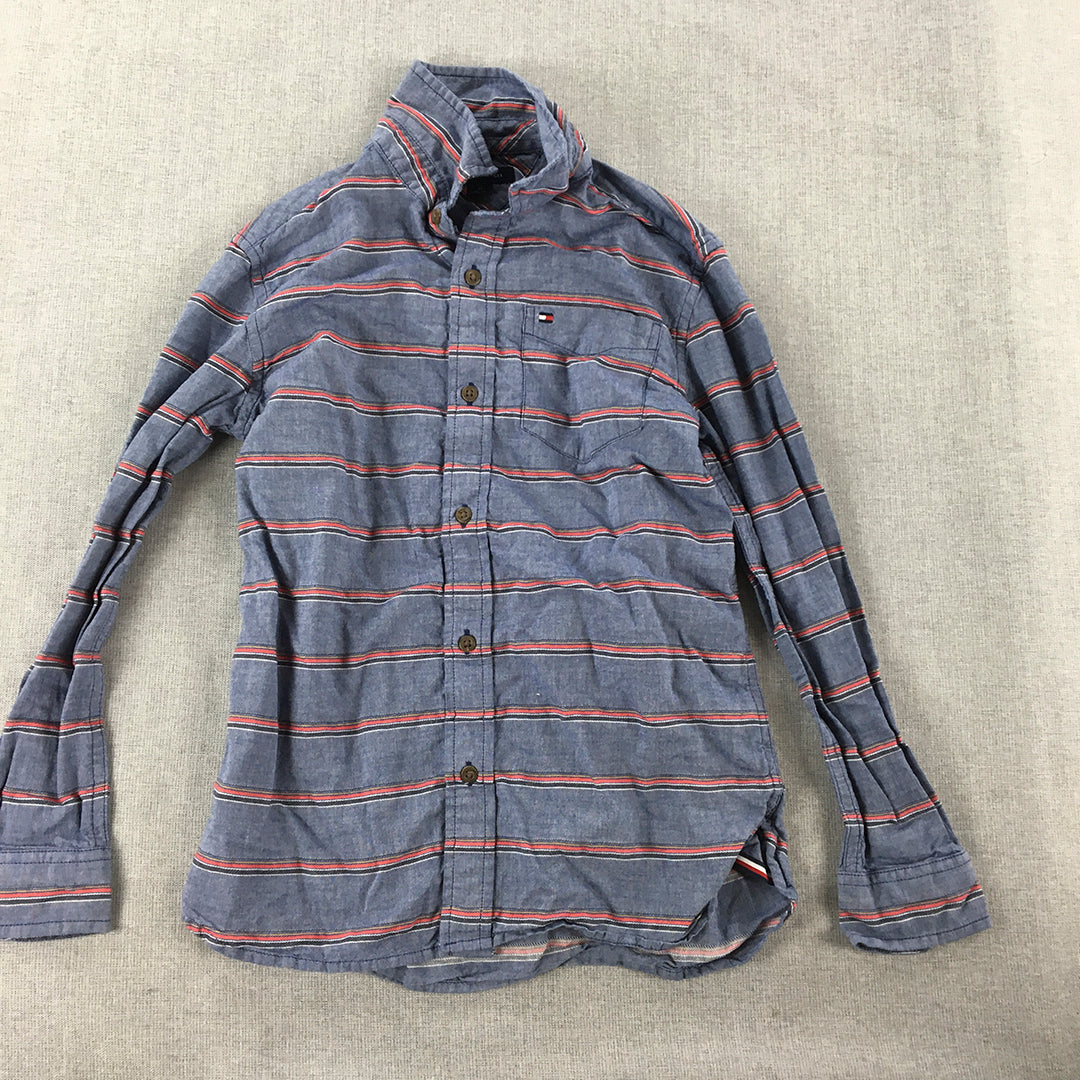 Tommy Hilfiger Kids Boys Shirt Youth Size M (8 - 10) Blue Striped Button-Up