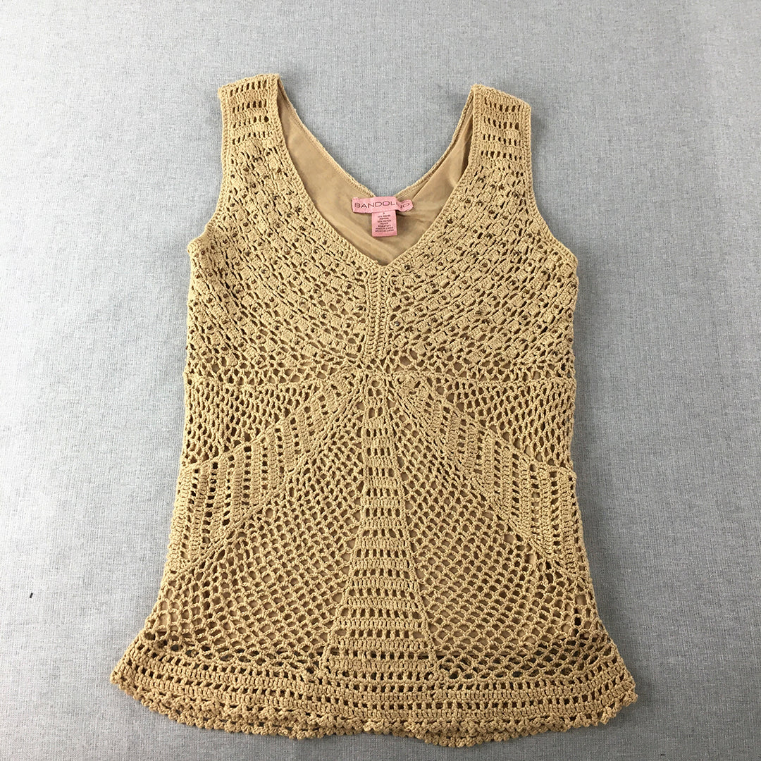 Bandolino Womens Ramie Knit Tank Top Size S Brown Sleeveless V-Neck