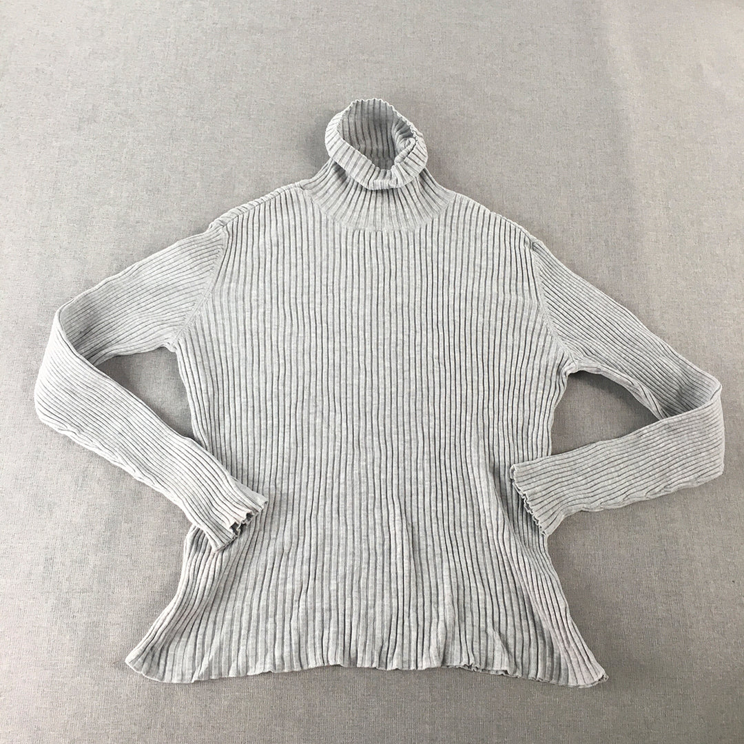 Tokito Petites Womens Knit Sweater Size 14 Grey Turtleneck Pullover Jumper