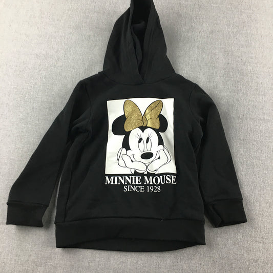 Minnie Mouse Kids Girls Hoodie Sweater Size 4 Black Disney Jumper