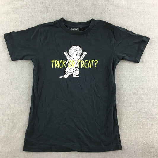 Casper The Friendly Ghost Kids Boys T-Shirt Size 8 Black Trick Treat Halloween