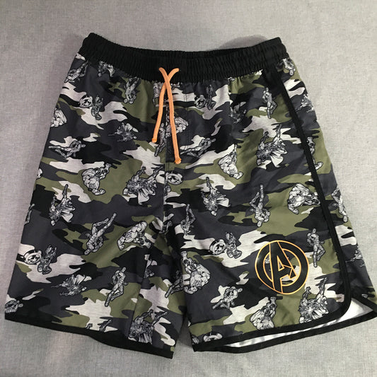 Marvel Avengers Kids Boys Shorts Size 14 Years Green Camo Drawstring