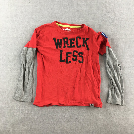 Lee Cooper Kids Boys Shirt Size 6 - 7 Years Red Wreckless Long Sleeve Pullover