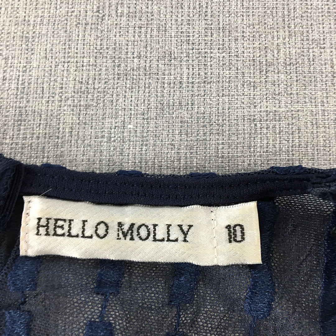 Hello Molly Womens Mini Dress Size 10 Blue Long Sleeve Stretch Fabric Pencil