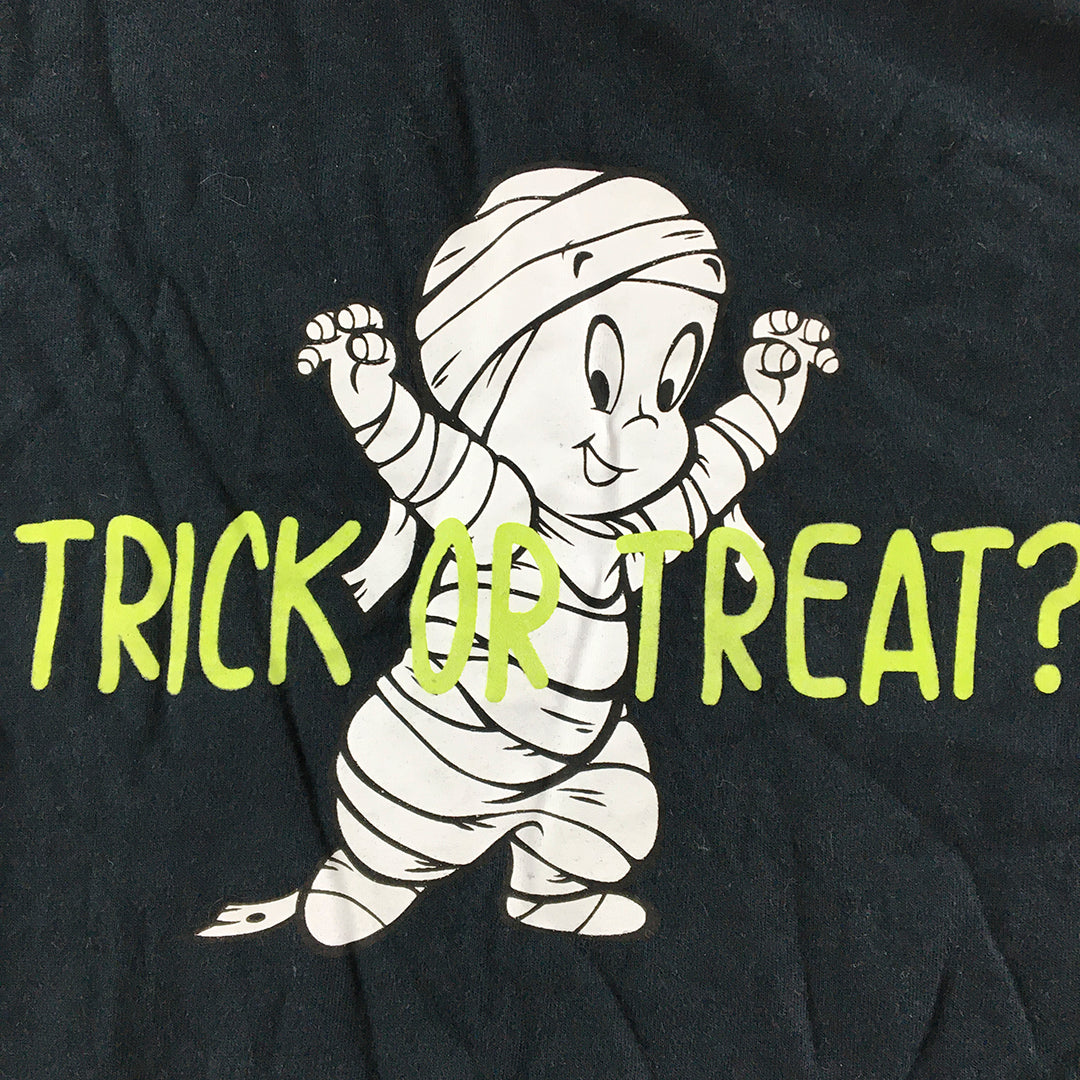 Casper The Friendly Ghost Kids Boys T-Shirt Size 8 Black Trick Treat Halloween