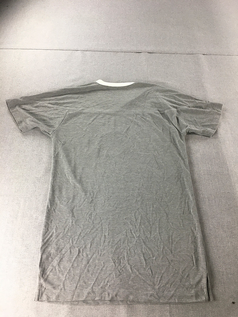 T By Alexander Wang Mens Longline T-Shirt Size S Grey Short Sleeve V-Neck Logo