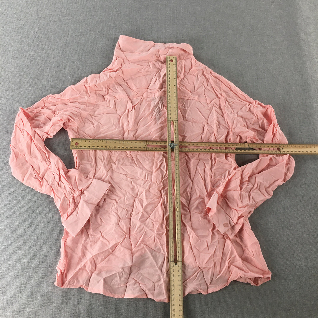 Charcoal Womens Shirt Size XL Pink Long Sleeve Button-Up Collared