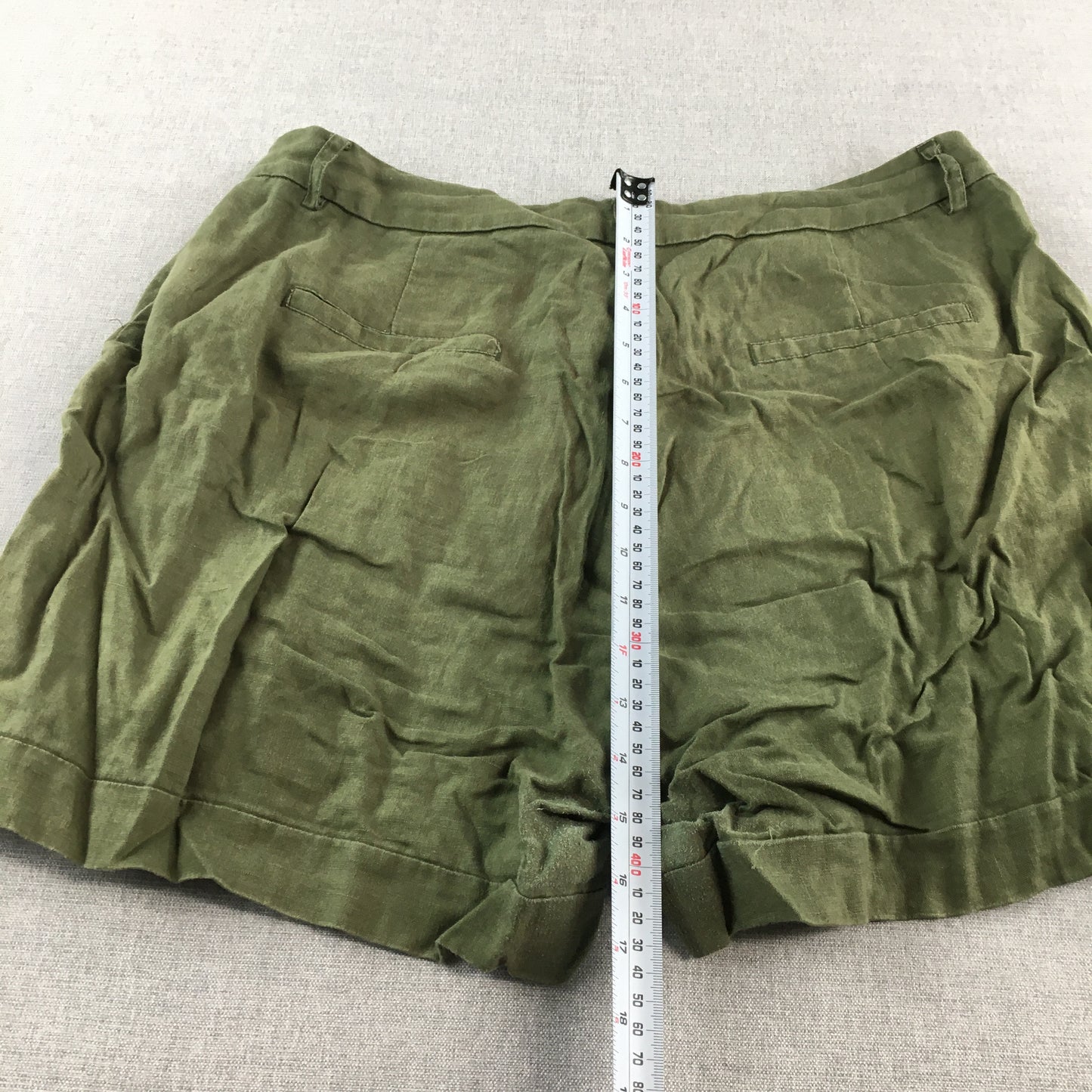 French Connection Womens Linen Shorts Size 12 Green Pockets