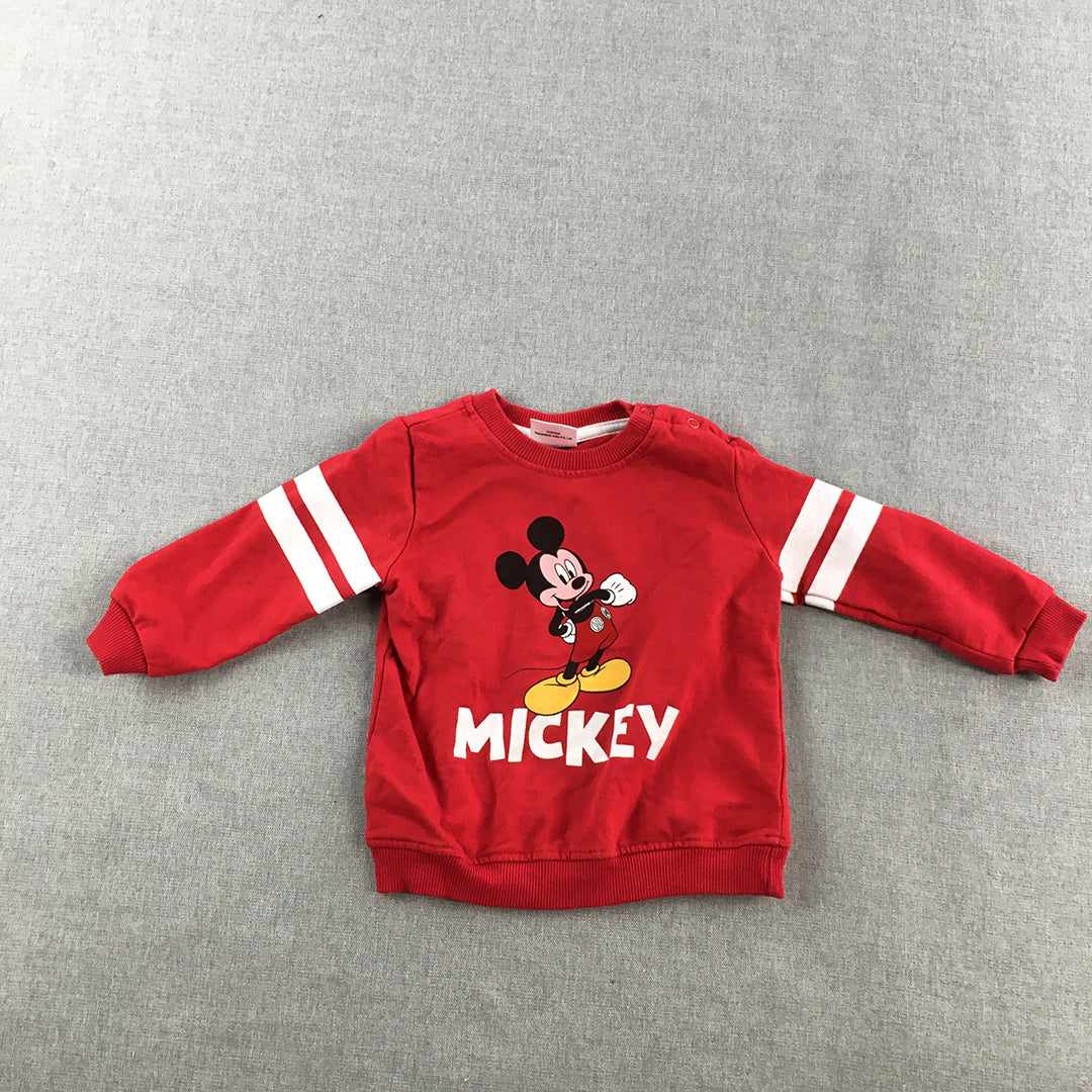 Mickey Mouse Baby Sweater Size 9 - 12 Months (1) Baby Toddler Red Kids Jumper