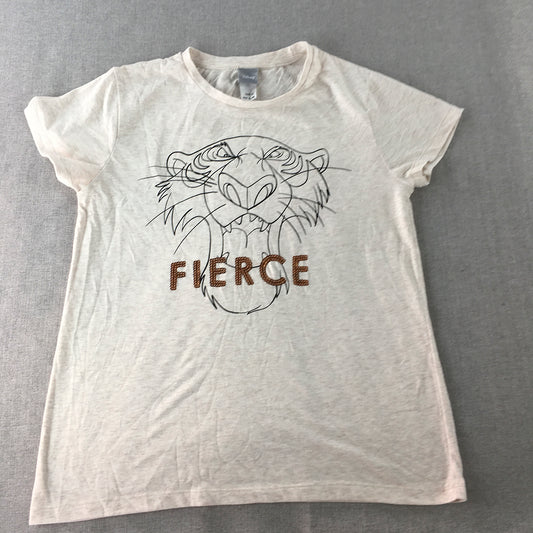 Disney The Lion King Womens T-Shirt Size M Grey Fierce Embroidered Top