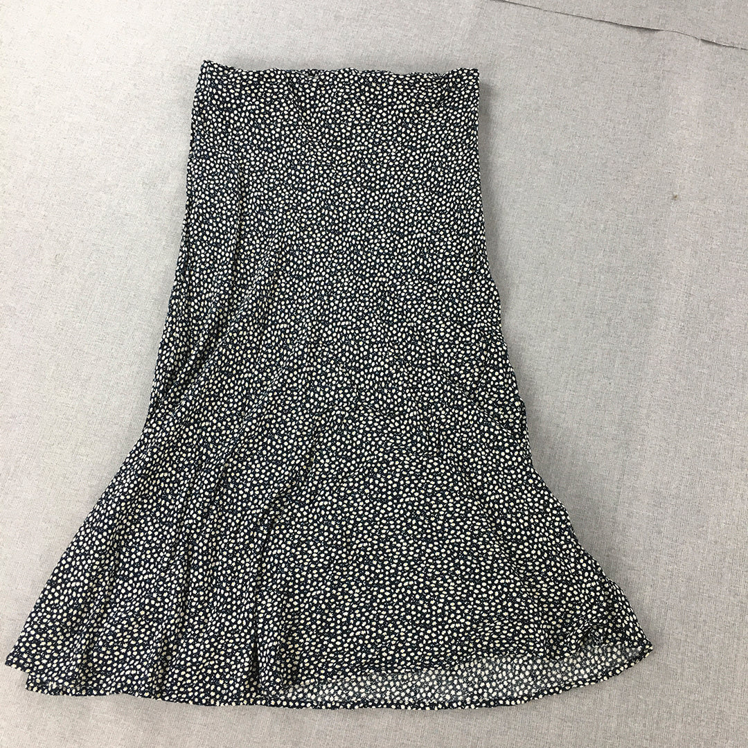 Nunui Womens Maxi Skirt Size 10 Blue Floral Dot A-Line