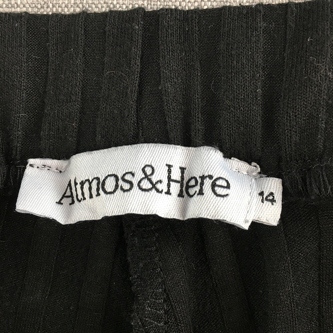 Atmos & Here Womens Knit Pants Size 14 Black Stretch Fabric Jogger