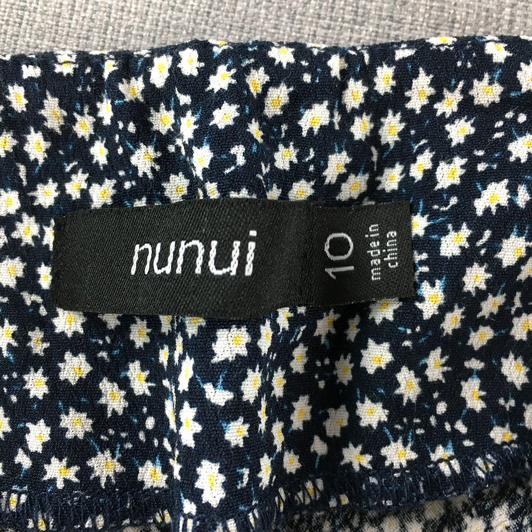 Nunui Womens Maxi Skirt Size 10 Blue Floral Dot A-Line