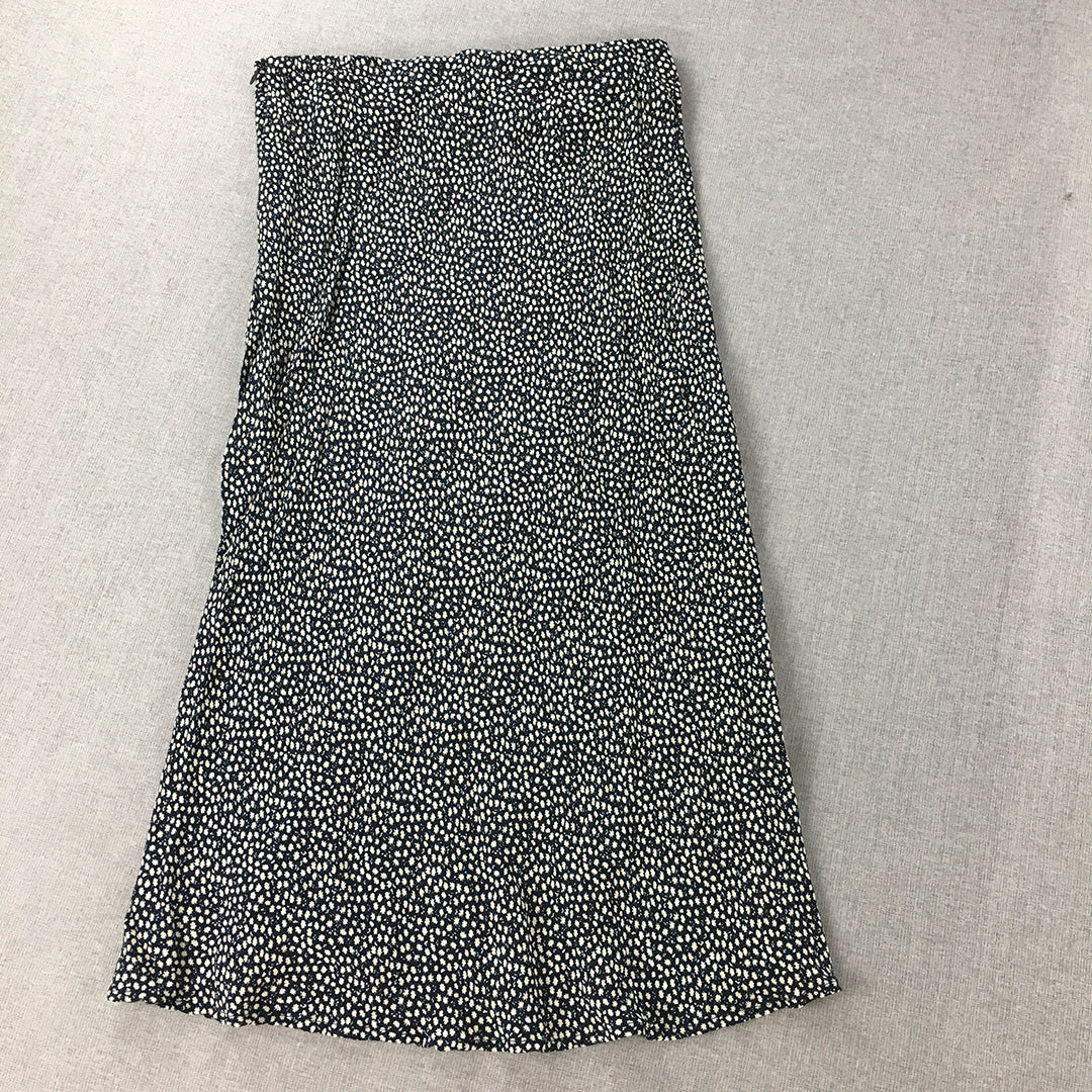 Nunui Womens Maxi Skirt Size 10 Blue Floral Dot A-Line