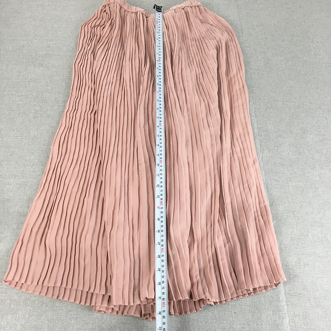 Uniqlo Womens Pleated Maxi Skirt Size S Pink Long Length