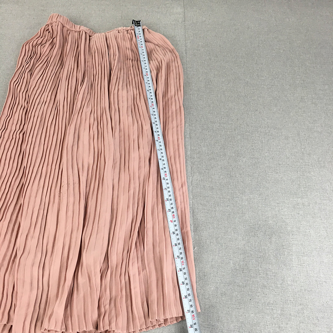 Uniqlo Womens Pleated Maxi Skirt Size S Pink Long Length