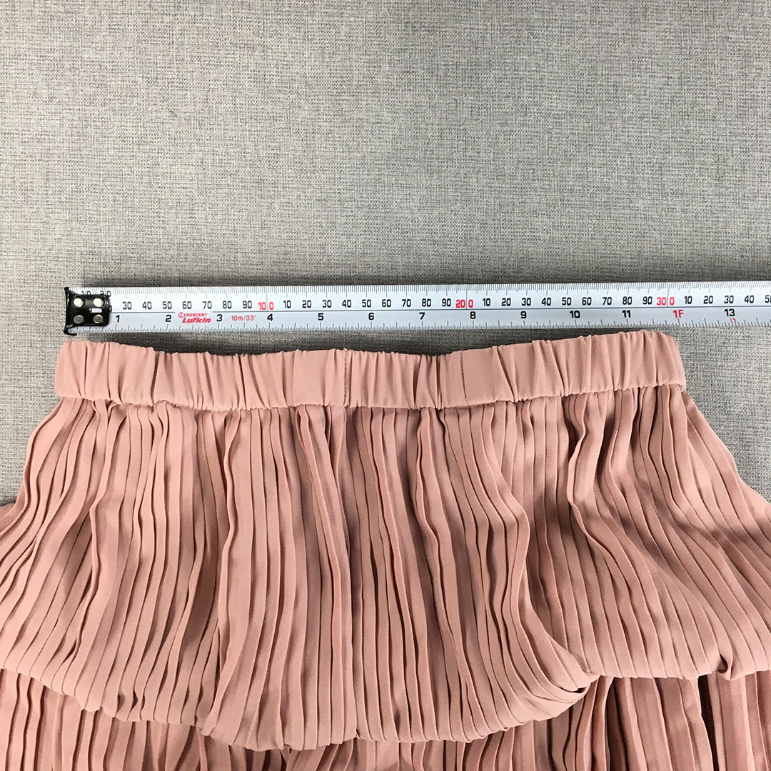 Uniqlo Womens Pleated Maxi Skirt Size S Pink Long Length