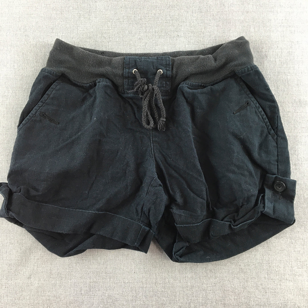 Giordano Womens Shorts Size 24 Navy Blue Drawstring Waist Pockets