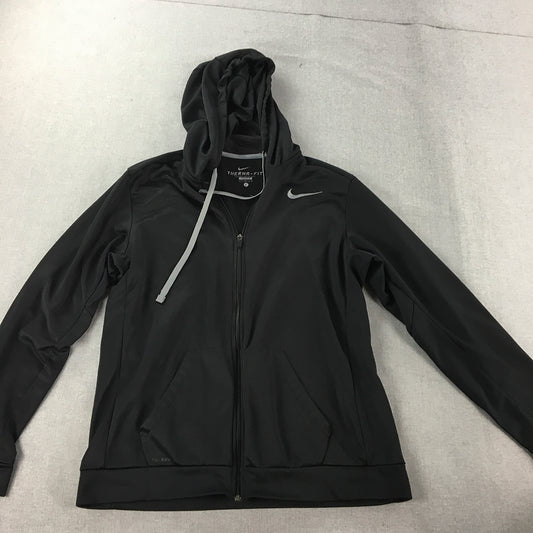 Nike Mens Jacket Size L Black Therma-Fit Zip-Up Hooded Logo Windbreaker