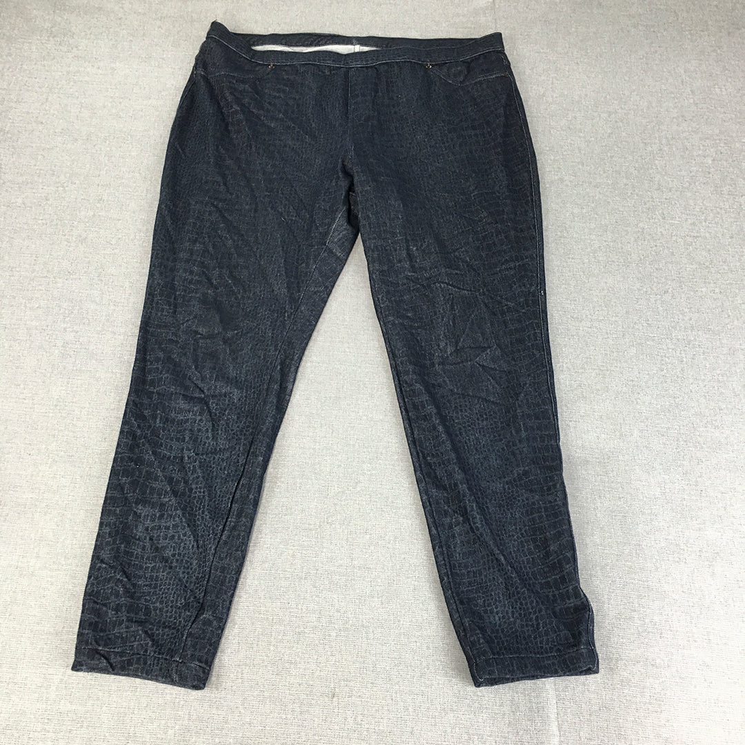 Vera Wang Womens Legging Jeans Size L (W32 x L26) Blue Crocodile Pattern Denim