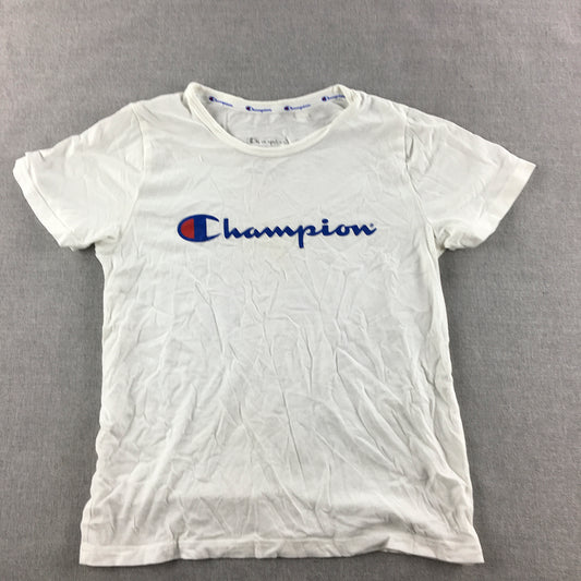 Champion Kids Boys T-Shirt Size 12 White Logo Short Sleeve Top