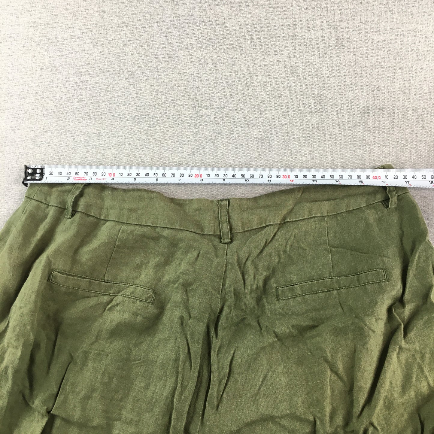 French Connection Womens Linen Shorts Size 12 Green Pockets