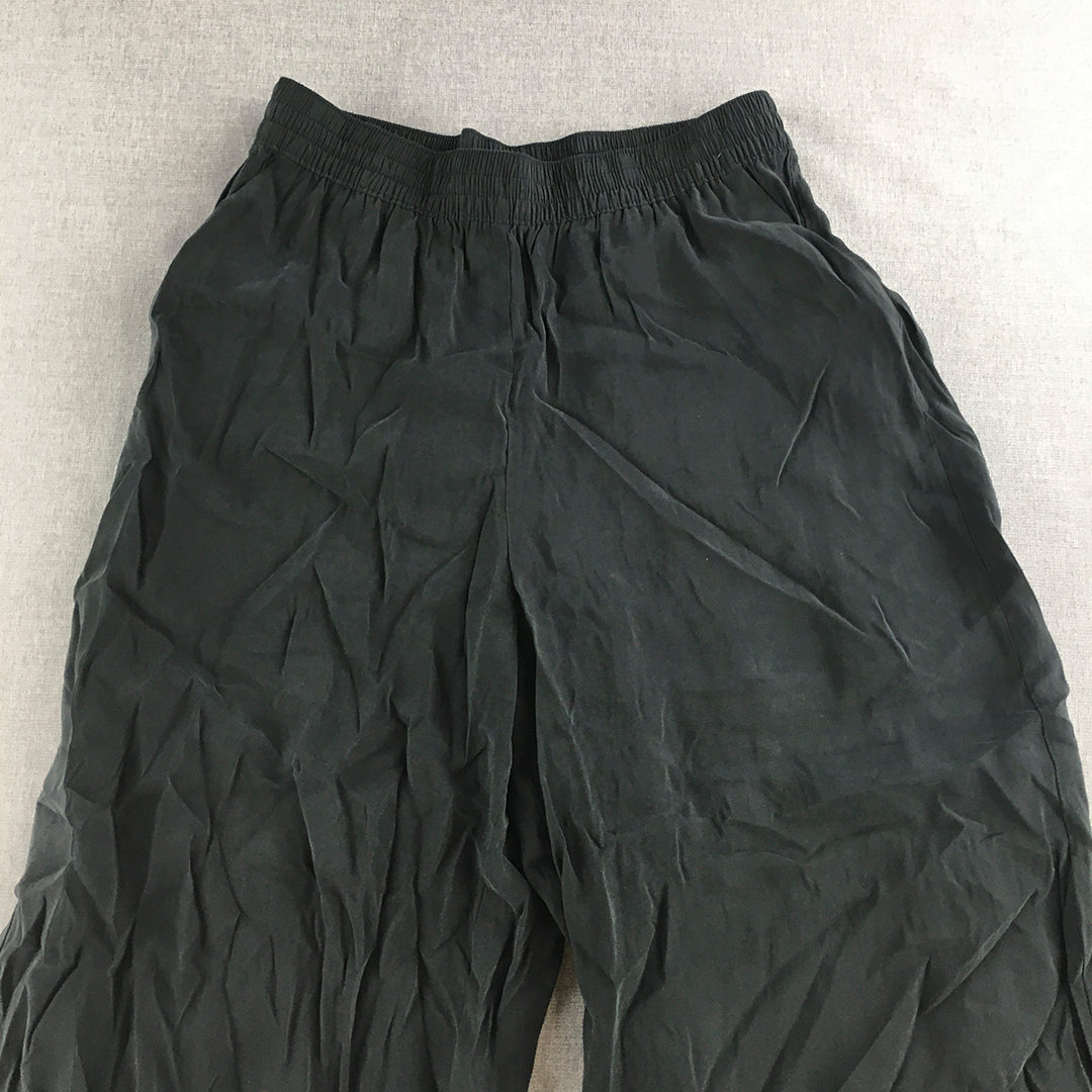 Weekday Womens Wide Leg Pants Size 38 (10) Black Elastic Waist Jogger