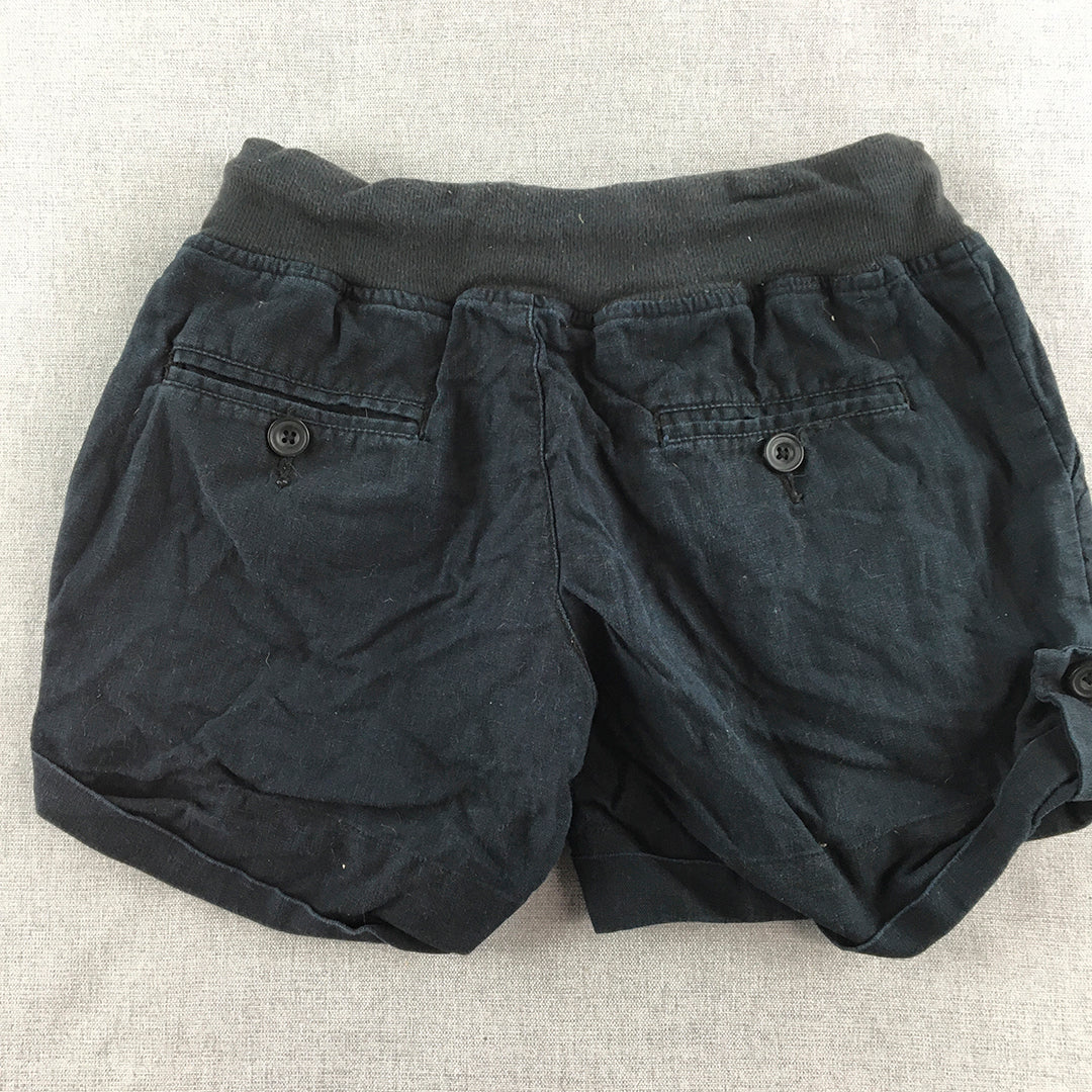 Giordano Womens Shorts Size 24 Navy Blue Drawstring Waist Pockets