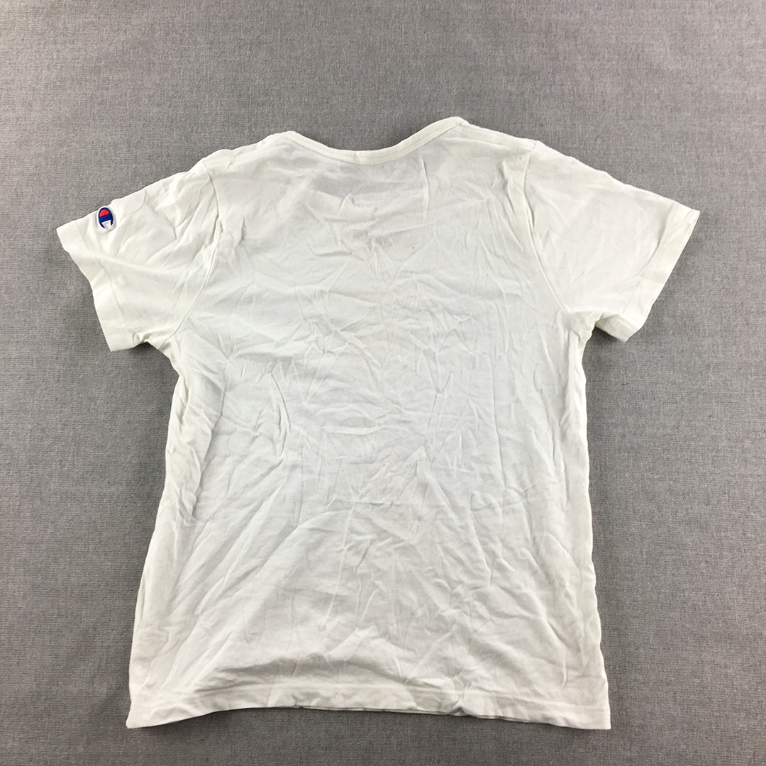 Champion Kids Boys T-Shirt Size 12 White Logo Short Sleeve Top