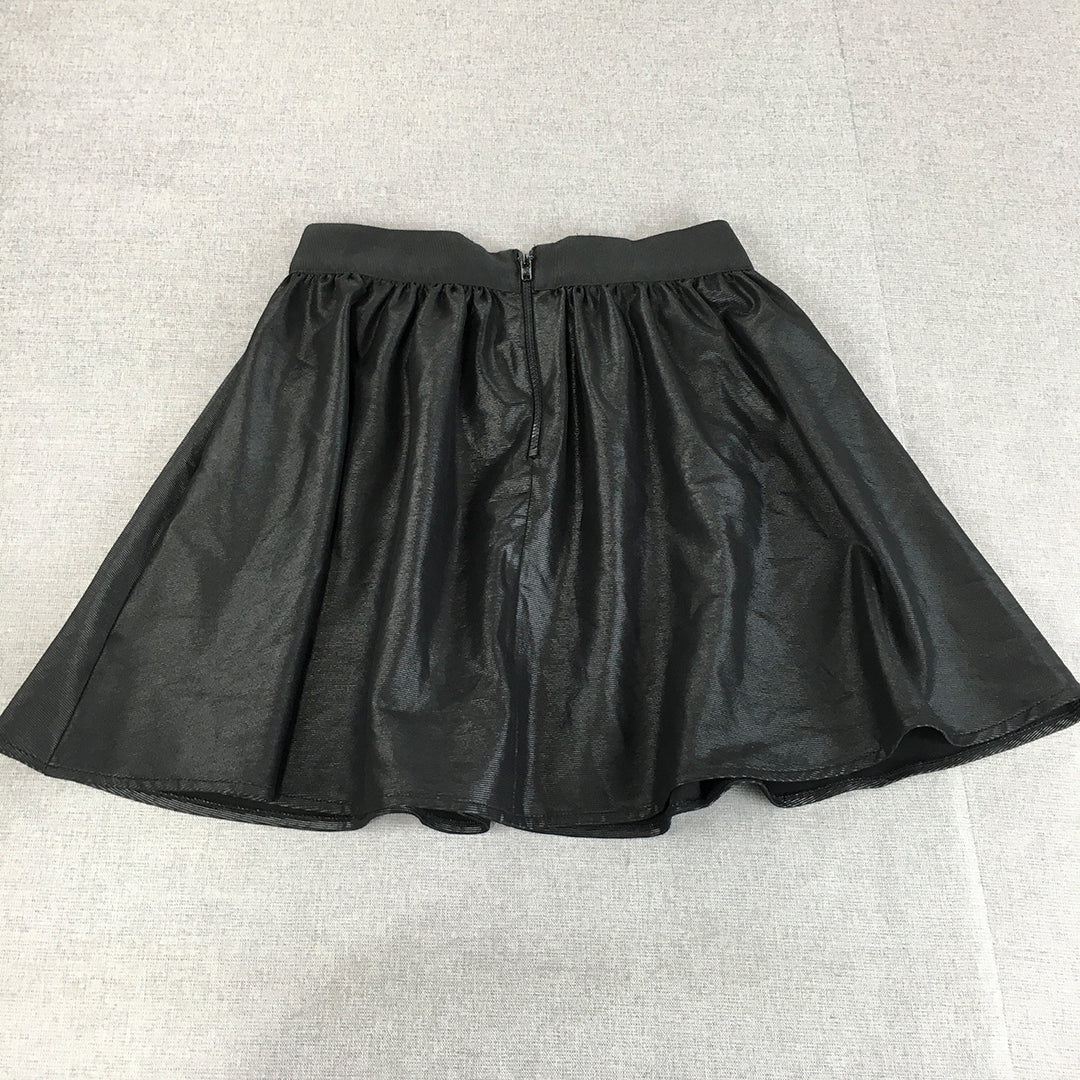 Asos Womens Mini Skirt Size 8 Black Pleated A-Line Elastic Waist