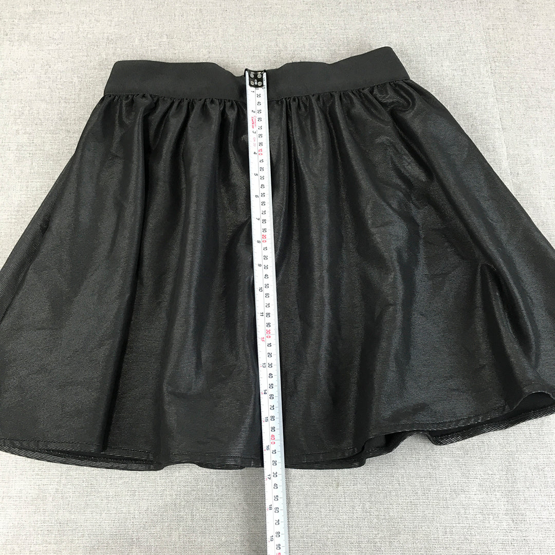 Asos Womens Mini Skirt Size 8 Black Pleated A-Line Elastic Waist