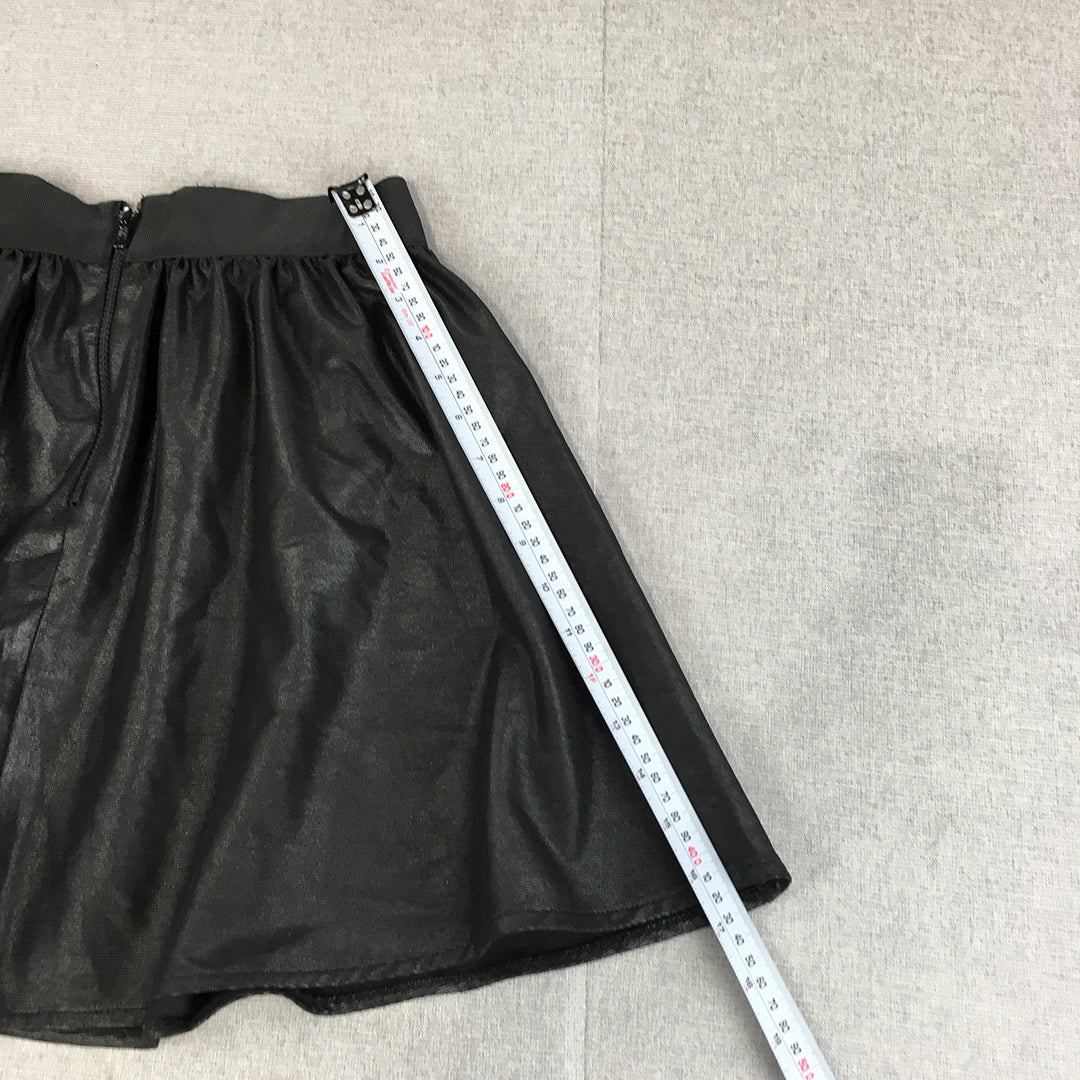 Asos Womens Mini Skirt Size 8 Black Pleated A-Line Elastic Waist